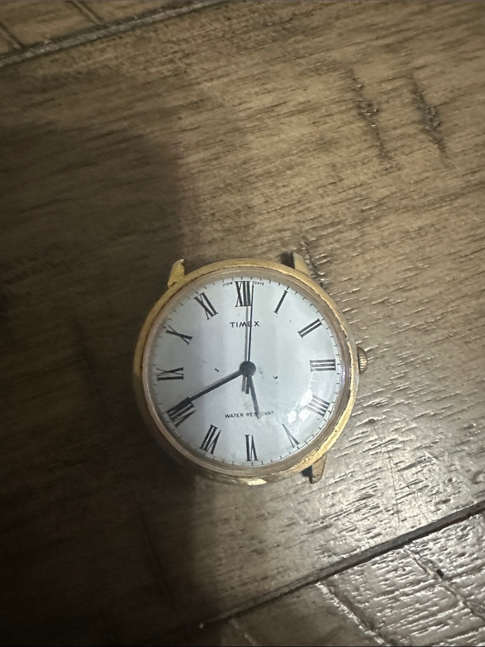Timex White Dial Watch with Gold-Tone Case and Roman Numerals